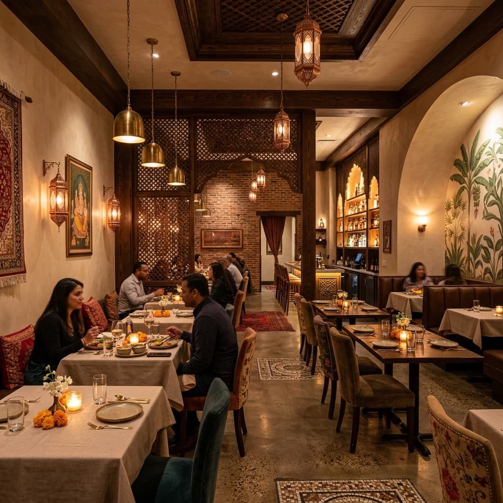 Lassi Lounge restaurant interior with warm ambient lighting
